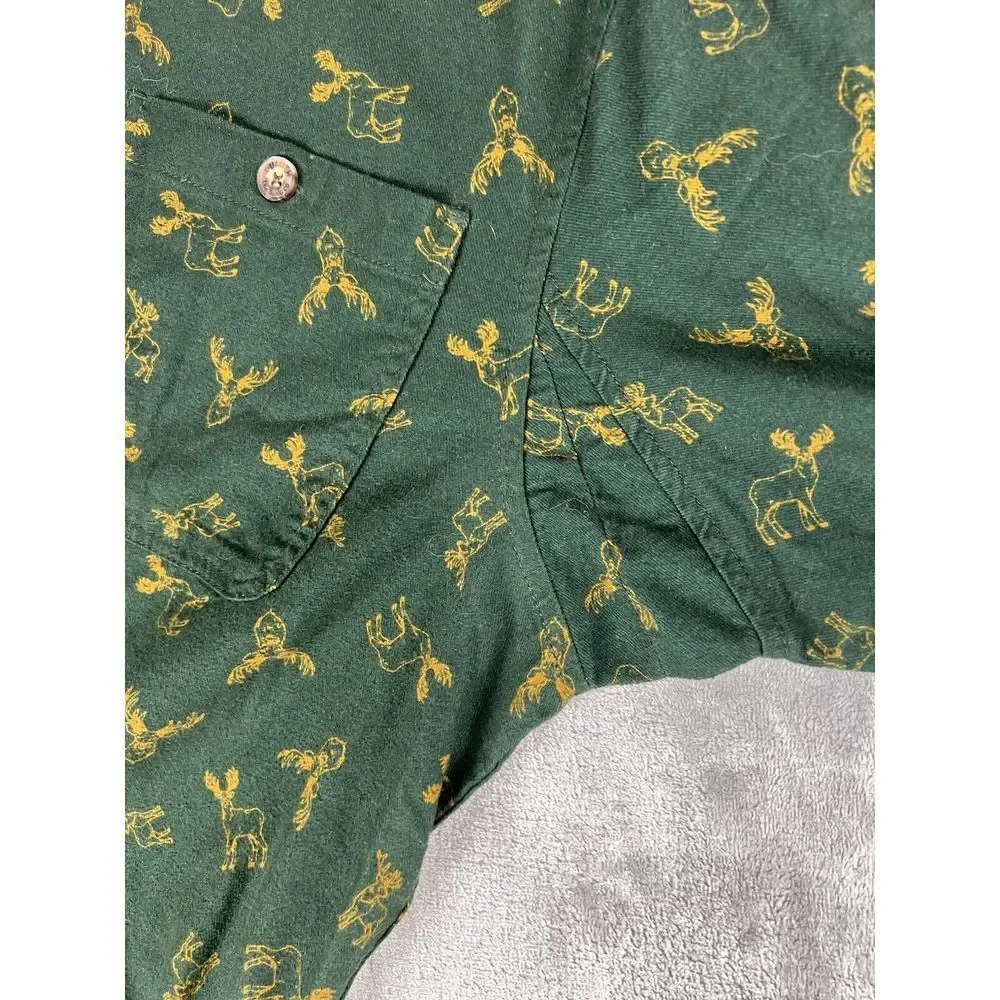 Duluth Trading Men's Shirt Size Large Green‎ Untucked Relaxed Fit Deer All Print - Picture 4 of 7